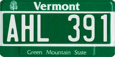 VT license plate AHL391