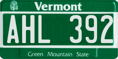 VT license plate AHL392