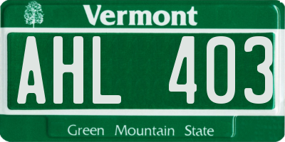 VT license plate AHL403