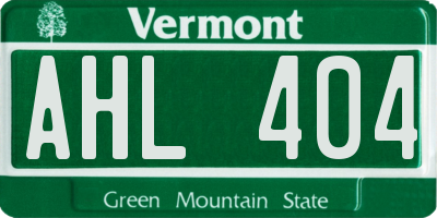 VT license plate AHL404
