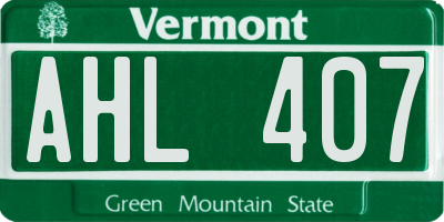 VT license plate AHL407