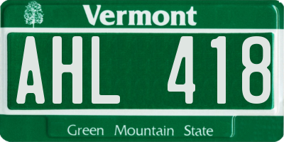 VT license plate AHL418