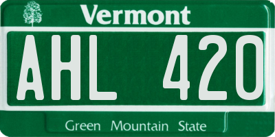 VT license plate AHL420