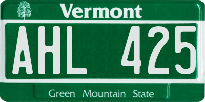 VT license plate AHL425