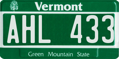 VT license plate AHL433