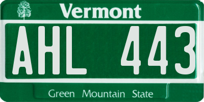 VT license plate AHL443