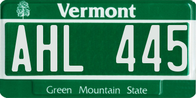 VT license plate AHL445