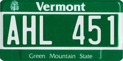 VT license plate AHL451
