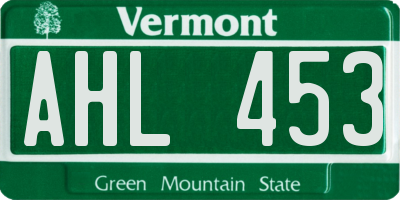 VT license plate AHL453