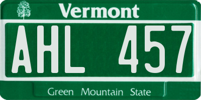 VT license plate AHL457