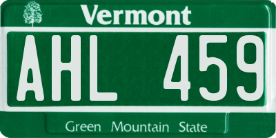 VT license plate AHL459