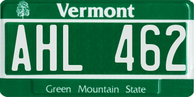VT license plate AHL462
