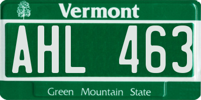 VT license plate AHL463