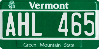 VT license plate AHL465