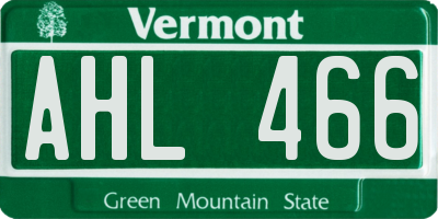 VT license plate AHL466