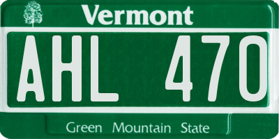VT license plate AHL470