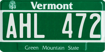 VT license plate AHL472