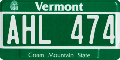VT license plate AHL474