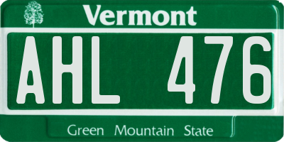 VT license plate AHL476