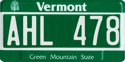 VT license plate AHL478