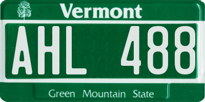 VT license plate AHL488