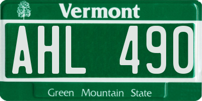 VT license plate AHL490