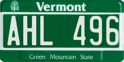 VT license plate AHL496