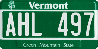 VT license plate AHL497