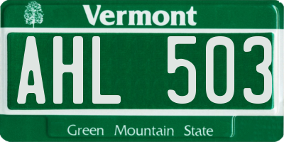 VT license plate AHL503