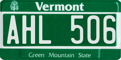 VT license plate AHL506