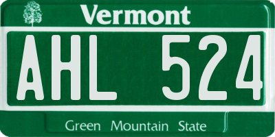 VT license plate AHL524
