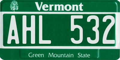 VT license plate AHL532