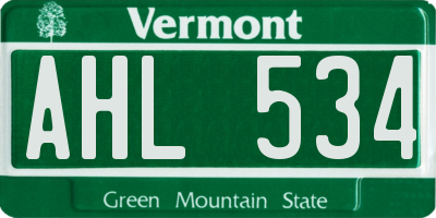 VT license plate AHL534