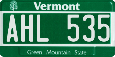 VT license plate AHL535