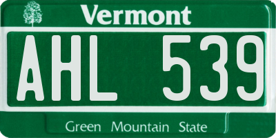 VT license plate AHL539