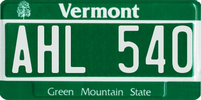 VT license plate AHL540