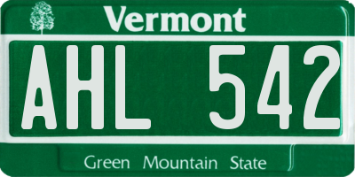 VT license plate AHL542