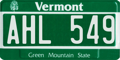 VT license plate AHL549