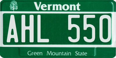 VT license plate AHL550