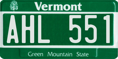 VT license plate AHL551
