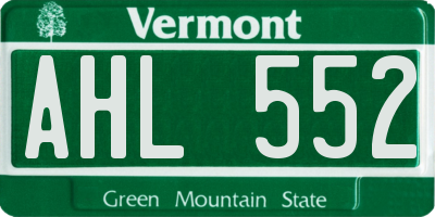 VT license plate AHL552