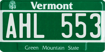 VT license plate AHL553
