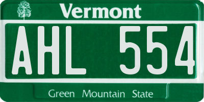 VT license plate AHL554