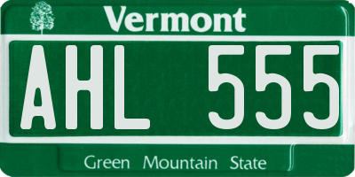 VT license plate AHL555