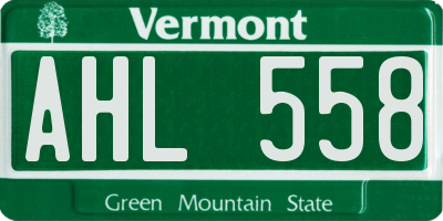 VT license plate AHL558