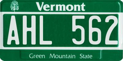 VT license plate AHL562