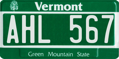 VT license plate AHL567