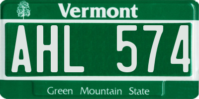 VT license plate AHL574