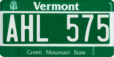 VT license plate AHL575