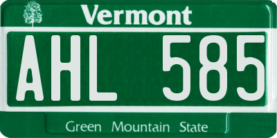 VT license plate AHL585